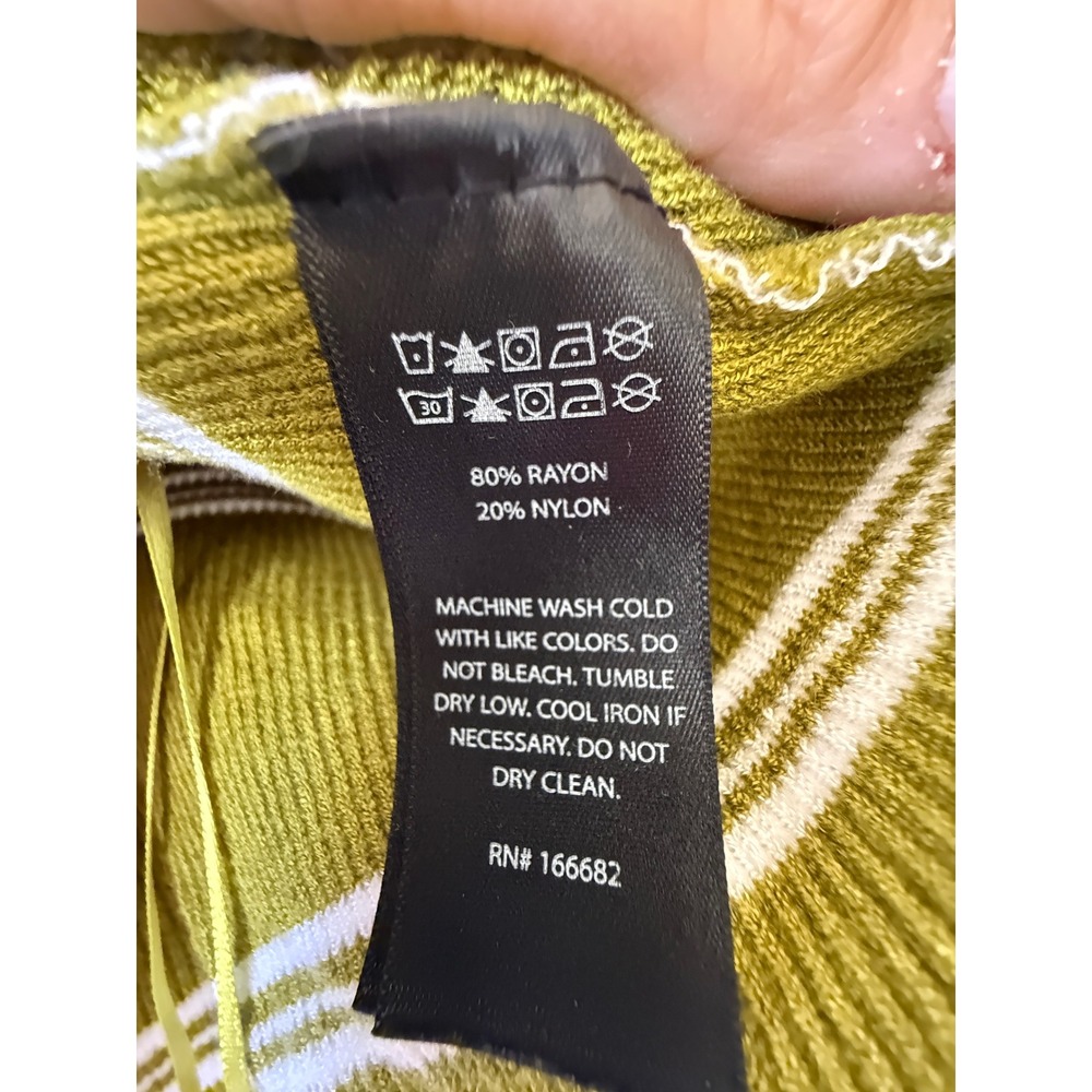 House of Harlow 1960 Womens Green Striped Ribbed Knit Crop Tank Top Size Medium - Picture 4 of 6